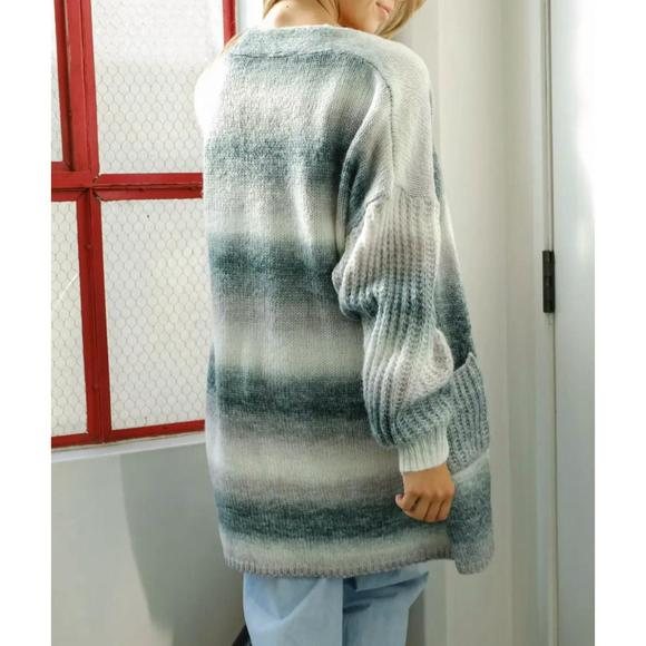NEW BESTTO ombr√© open-front cardigan in grey - Picture 2 of 2